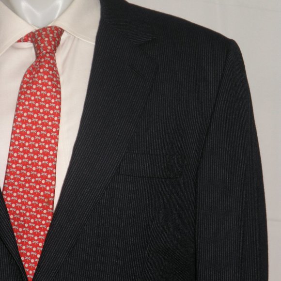 Asper's London Bespoke Blue Striped Two Button Suit 40L